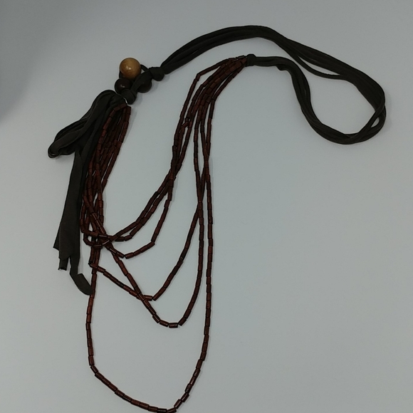 NWT Layered Wooden Beaded Long Length Necklace - Picture 3 of 3
